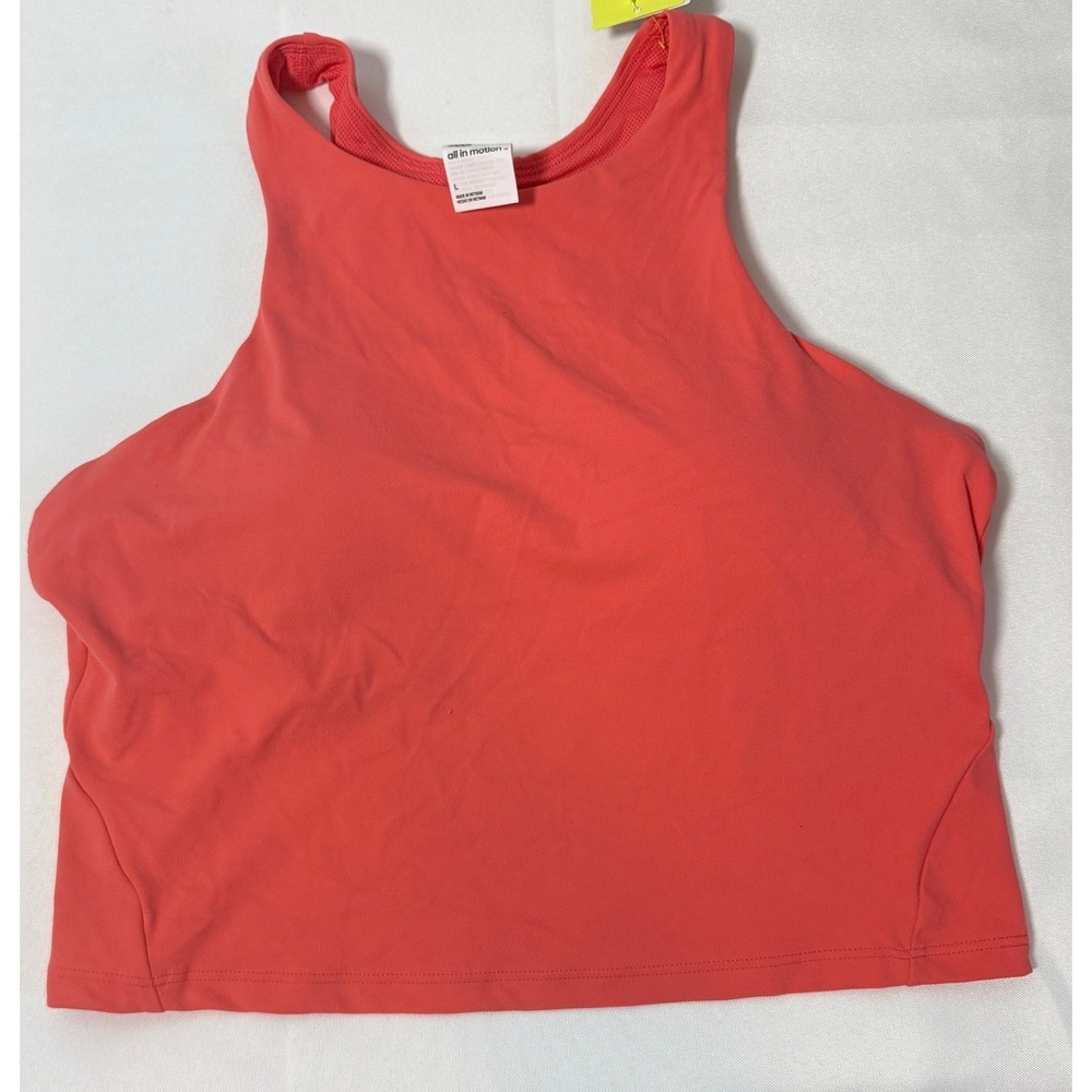 All In Motion Tank Top Size L Coral Everyday Soft High Neck Racerback Active NWT
